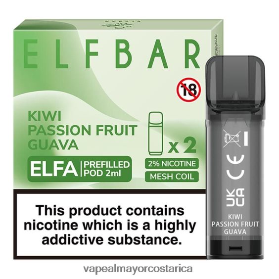 BF04J0326 Cigarrillo Electronico En Costa Rica - kiwi maracuyá guayaba ELFBAR Elfa cápsula precargada - 2 ml - 20 mg (paquete de 2)