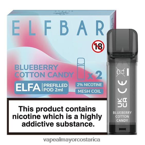 BF04J0331 Vape Al Mayor Costa Rica - algodón de azúcar de arándanos ELFBAR Elfa cápsula precargada - 2 ml - 20 mg (paquete de 2)