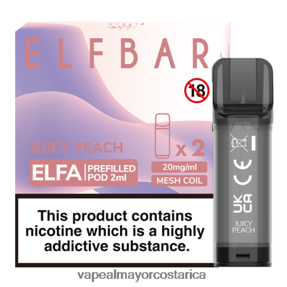 BF04J0332 Vaporizador Costa Rica - Durazno jugoso ELFBAR Elfa cápsula precargada - 2 ml - 20 mg (paquete de 2)