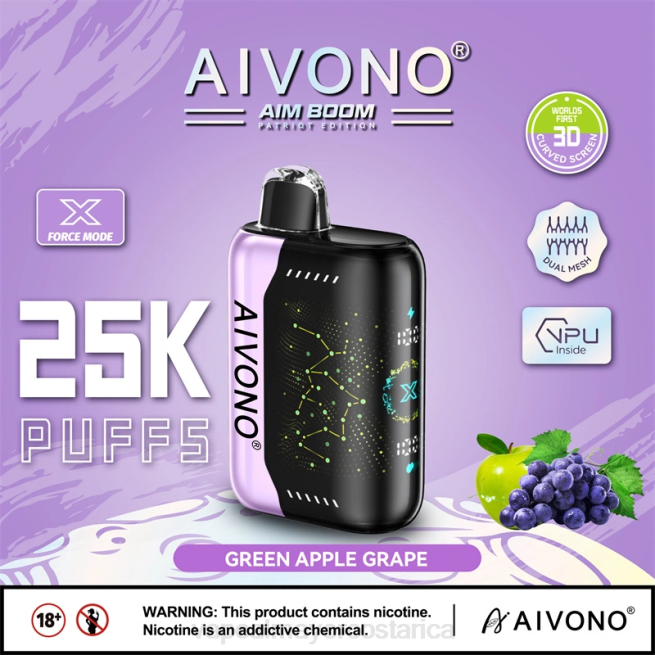 Cigarrillo Electronico En Costa Rica 4J44346 Aivono AIM BOOM 25000 uva manzana verde