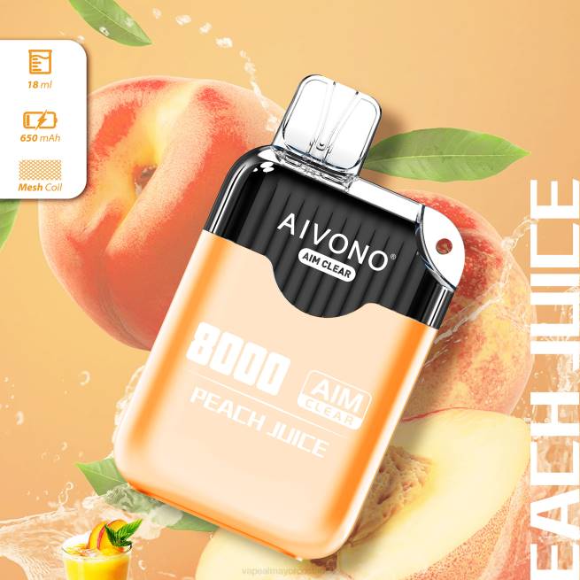Vaporizador Al Por Mayor 4J44203 Aivono AIM CLEAR 8000 jugo de durazno