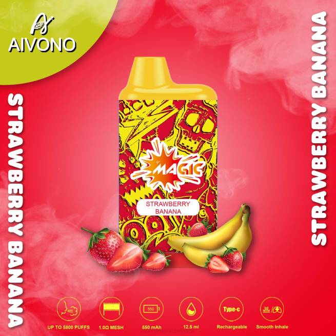 Vaporizador Al Por Mayor 4J4493 Aivono AIM MAGIC cigarrillo de caja de 5800 bocas plátano fresa