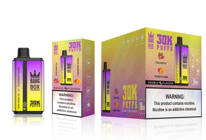 Bang Box 30000 inhalaciones de dos sabores. helado de tres bayas y mango de fresa HP8067 Venta Al Por Mayor De Cigarrillo Electronico