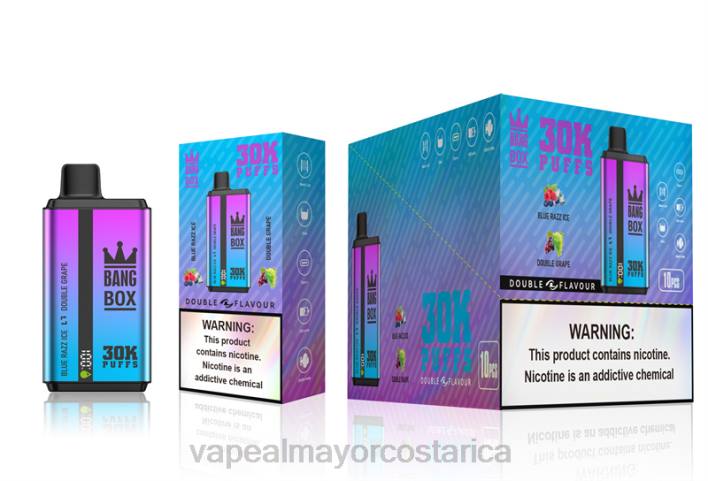 Bang Box 30000 inhalaciones de dos sabores. hielo azul razz y uva doble HP8072 Vaporizador Desechable Al Por Mayor