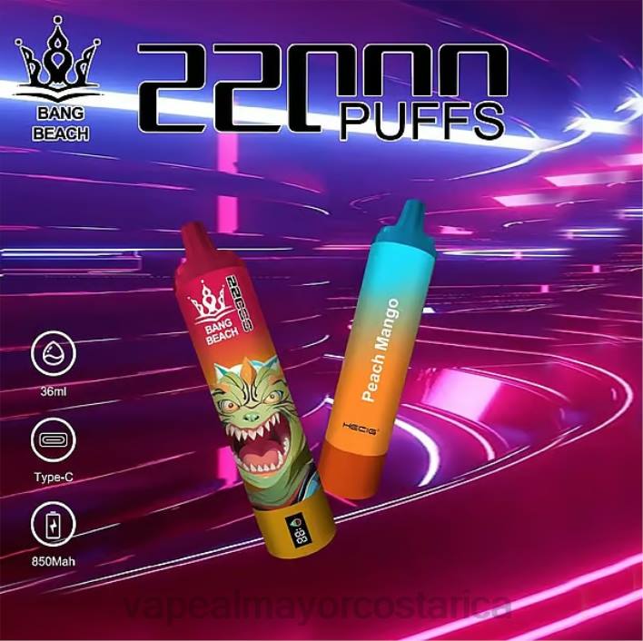 Bang Beach Pantalla inteligente de 22000 inhalaciones mango durazno HP8024 Vaporizador Desechable Al Por Mayor