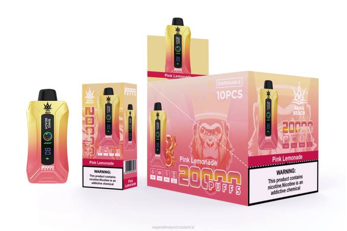 Bang Beach vape elegante de la pantalla de 20000 soplos limonada rosa HP804 Vaporizador Desechable Al Por Mayor