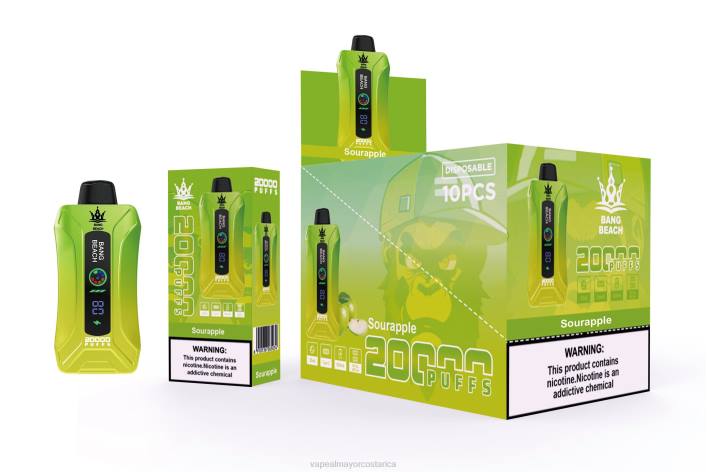 Bang Beach vape elegante de la pantalla de 20000 soplos manzana agria HP801 Vape Al Mayor Costa Rica