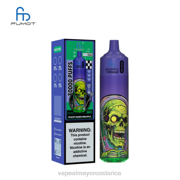 Fumot Tornado música de 30k piña y mango color durazno 4VF621 Vape Al Mayor Costa Rica