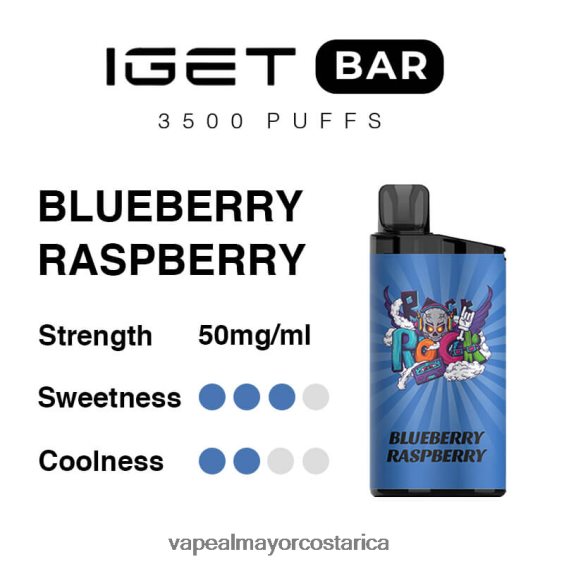 BF04J092 Vaporizador Costa Rica - frambuesa arándano IGET BAR 3500 5% nicotina